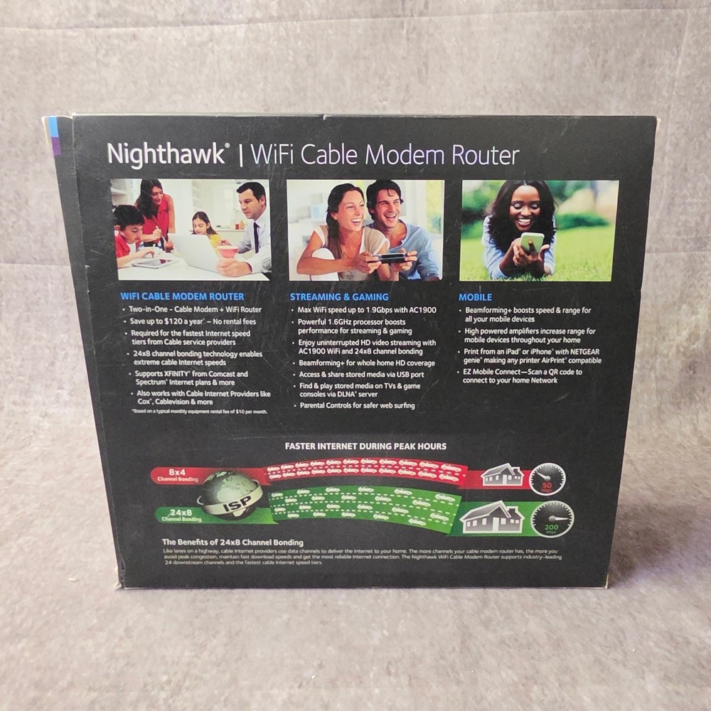 WiFi Cable Modem Router Netgear Nighthawk AC1900 C7000v2 - Picture 11 of 14